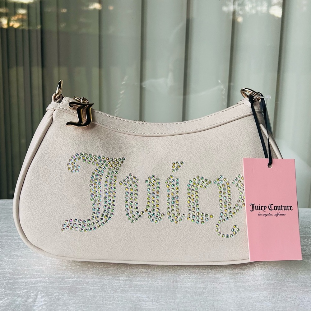 Juicy Couture Obsession Shoulder Bag - Angel White with Rhinestone Logo NWT - Picture 8 of 10